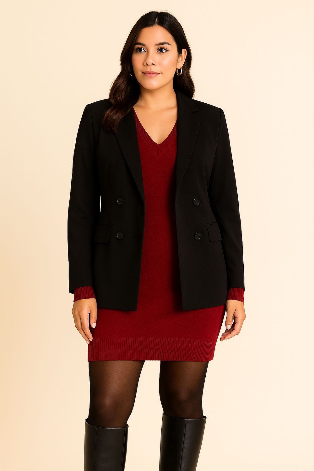 Sweater Jurk met V-hals – comfy midi korte jurk voor dames