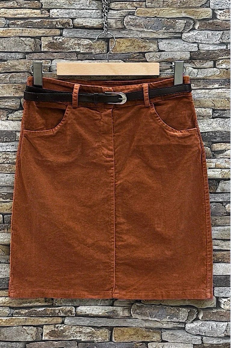 Klassieke skirt chino thick velvet belt with pockets.