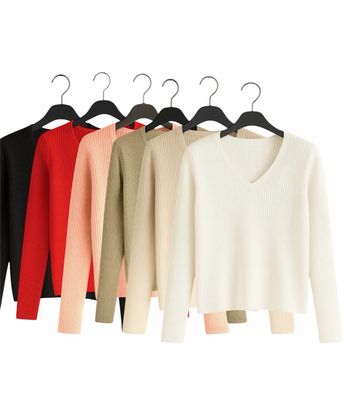 Ribgebreide V-hals trui –  | Tijdloos &amp; Elegant | Infinity Me
