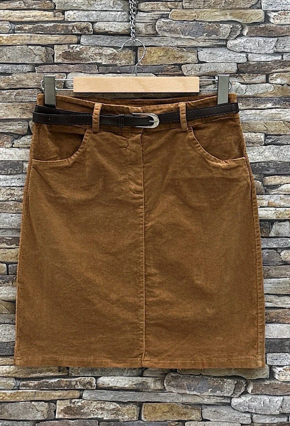 Klassieke skirt chino thick velvet belt with pockets.