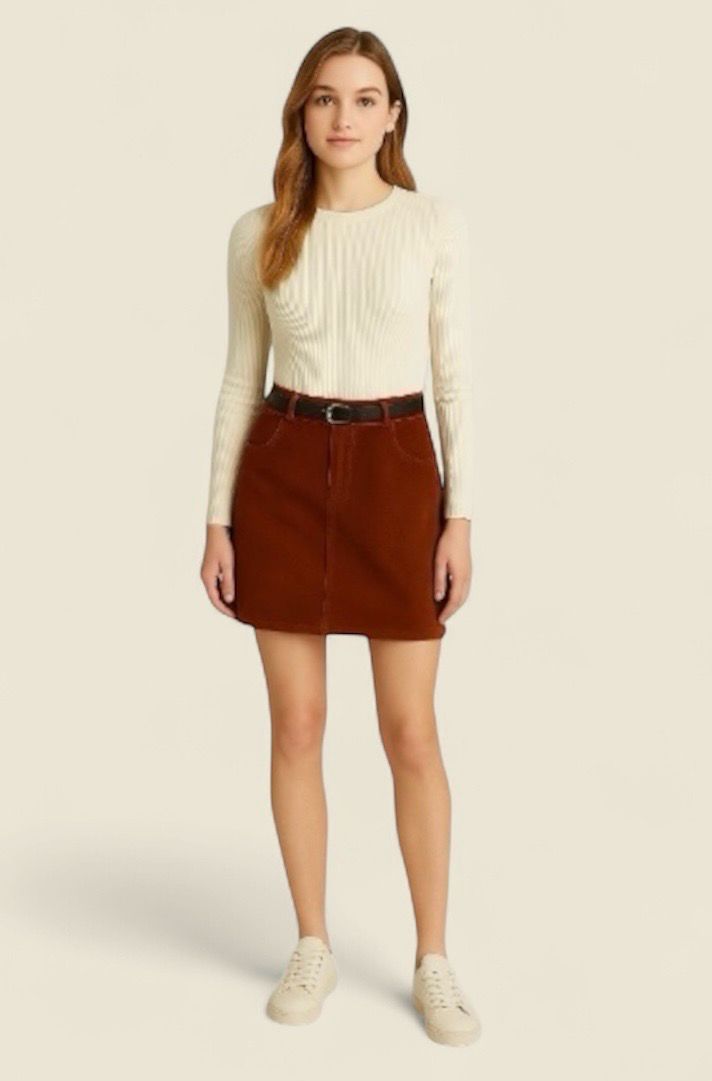 Klassieke skirt chino thick velvet belt with pockets.