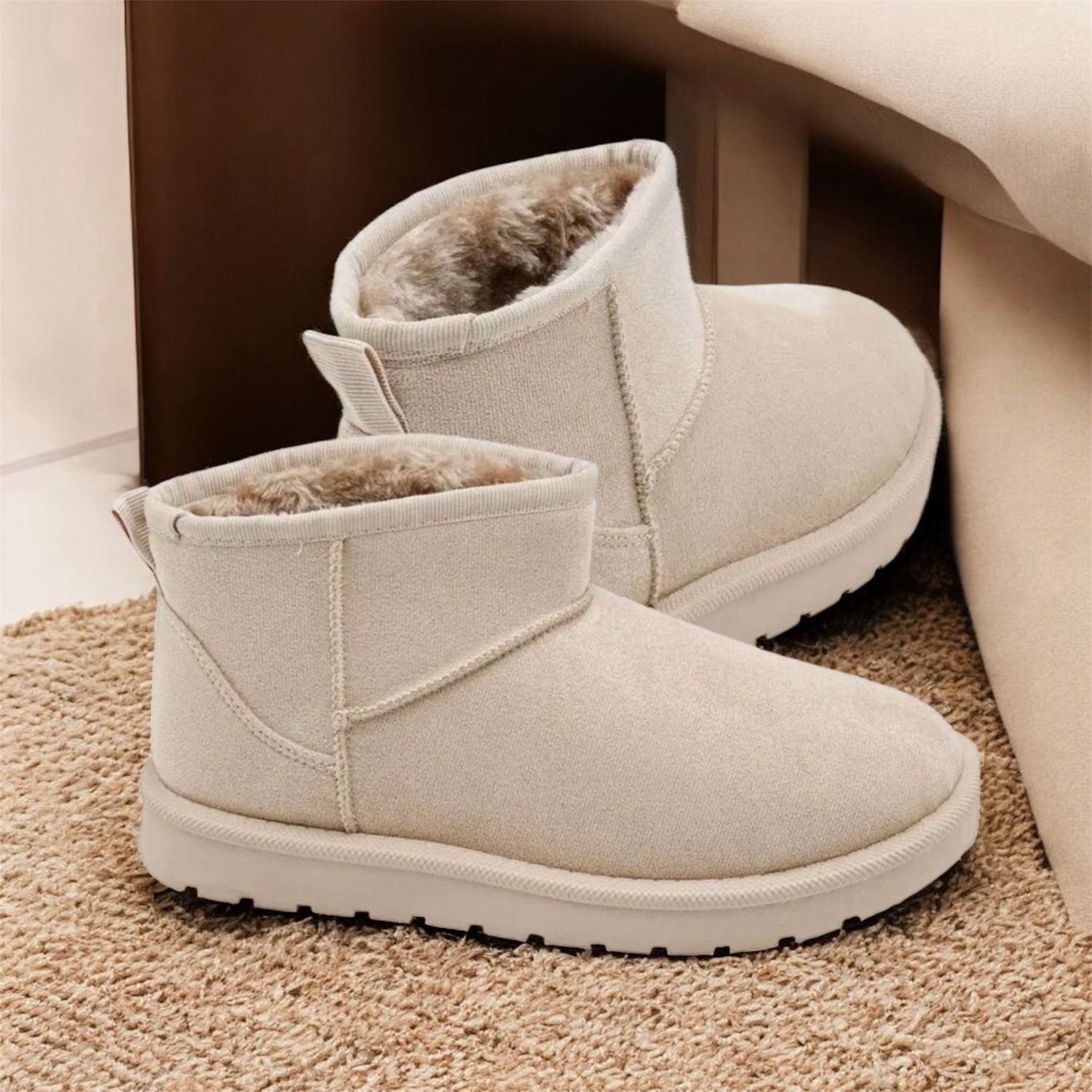 Beige cozy instapbootjes met warme voering – Comfort &amp; stijl | Infinity Me