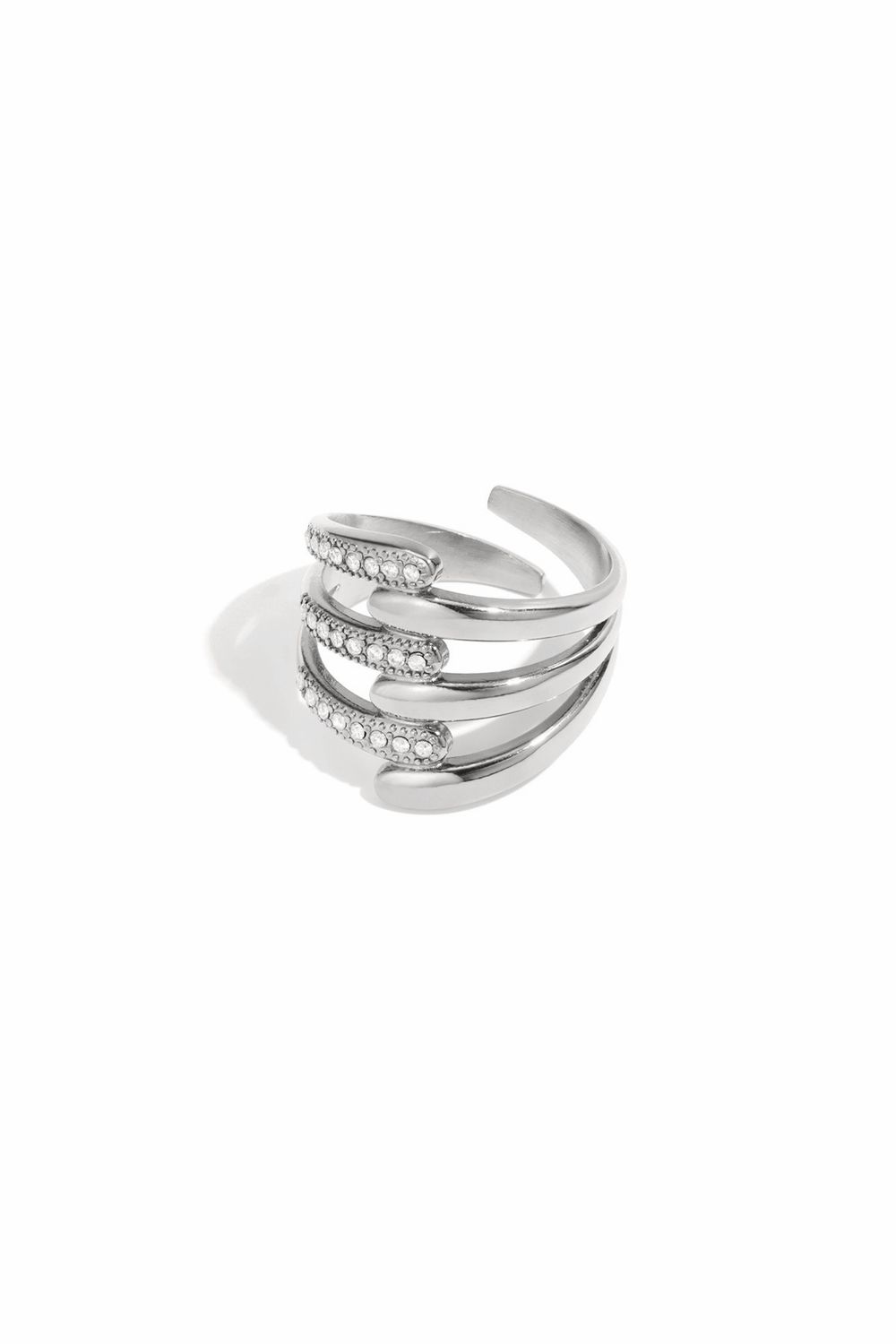 Zilverkleurige statement ring met strass – verstelbaar en elegant – Infinity Me 