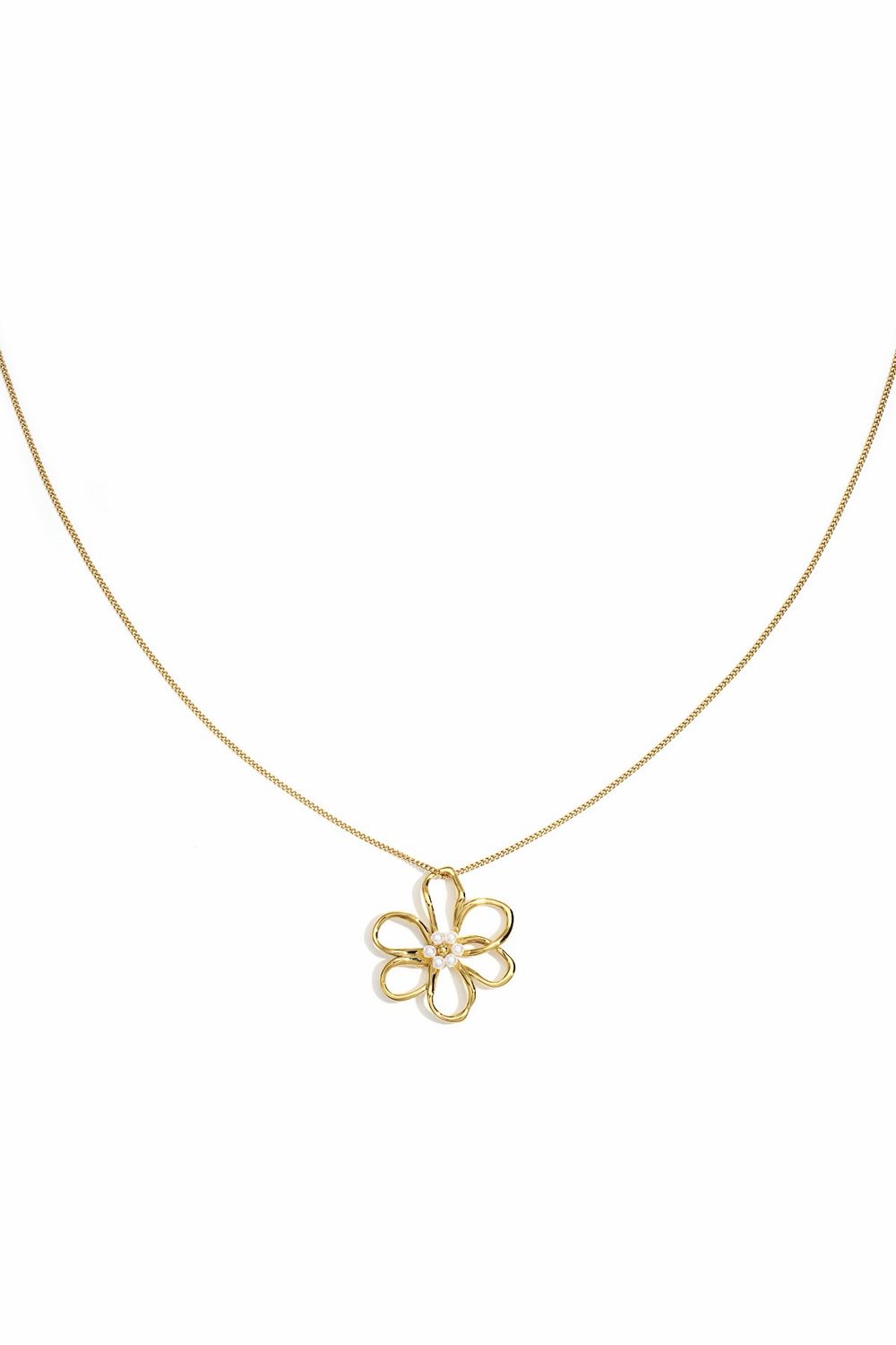 Goudkleurige ketting met bloemhanger en pareldetail – Elegant &amp; tijdloos – Infinity Me