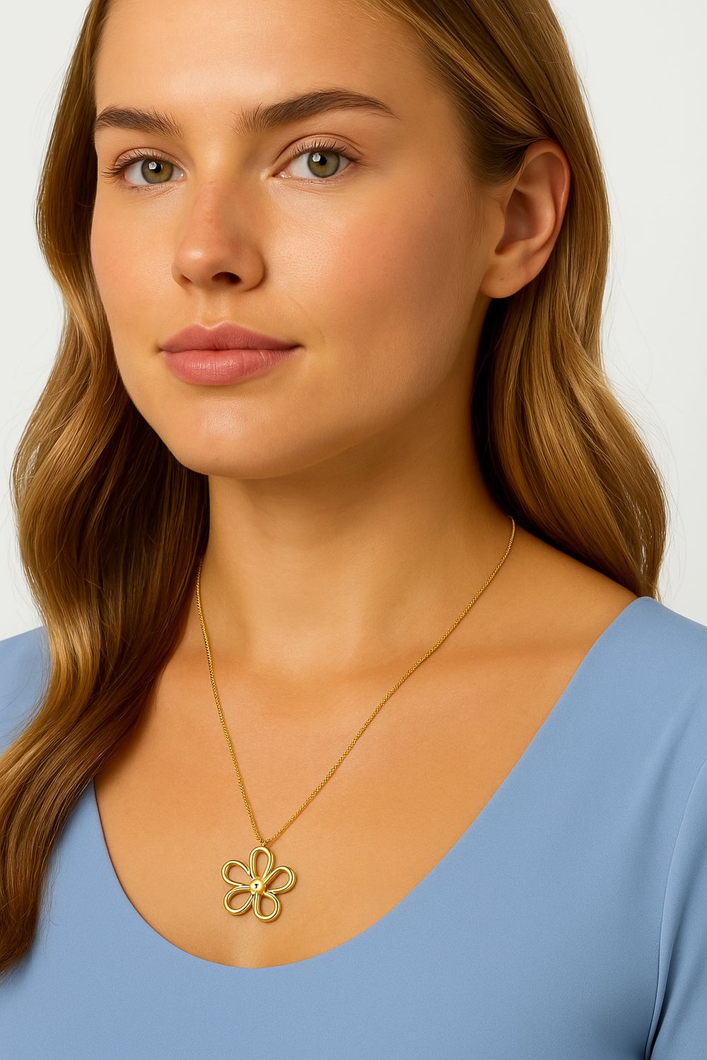 Goudkleurige ketting met bloemhanger en pareldetail – Elegant &amp; tijdloos – Infinity Me