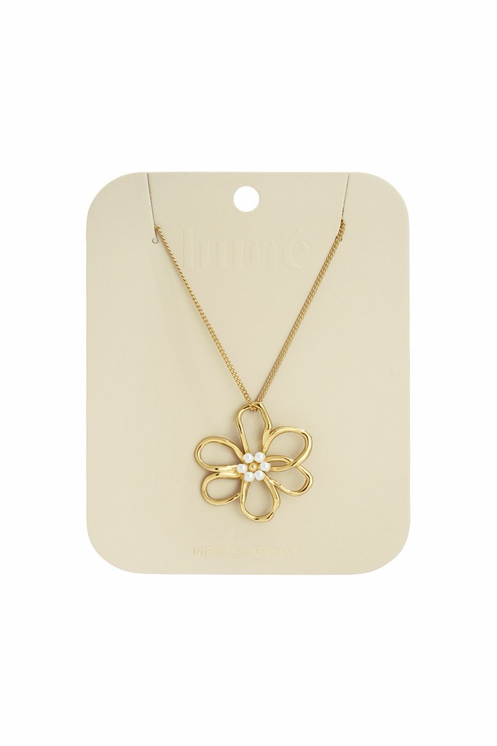 Goudkleurige ketting met bloemhanger en pareldetail – Elegant &amp; tijdloos – Infinity Me