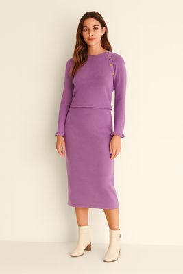 Kokerrok - Paarse Rok - Knitted Skirt - Rok voor dames - Midi Rok