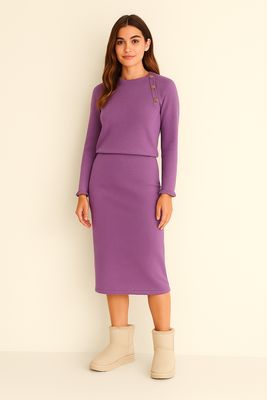 Kokerrok - Paarse Rok - Knitted Skirt - Rok voor dames - Midi Rok