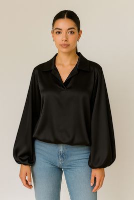 V-hals blouse met print – Made in Italy | Infinity Me