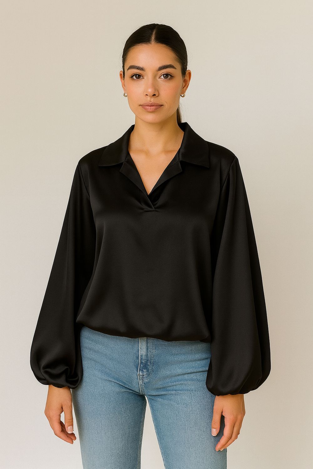 V-hals blouse met print – Made in Italy | Infinity Me