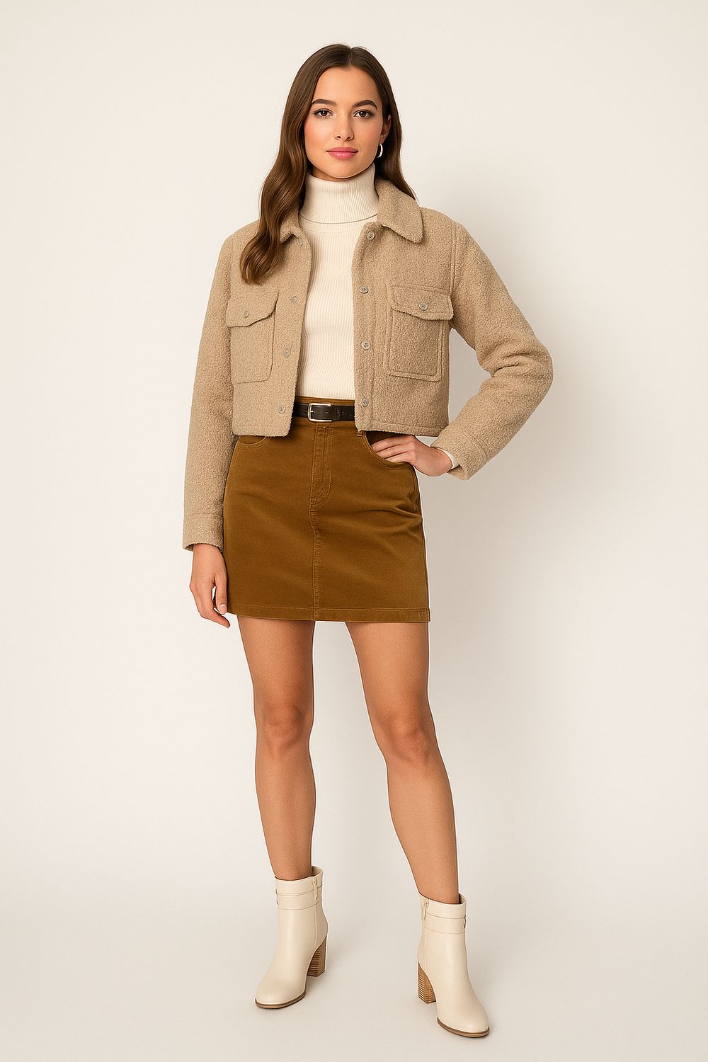 Crèmekleurige enkellaarsjes met goudkleurige gesp en blokhak – Chic &amp; tijdloos | Infinity Me 