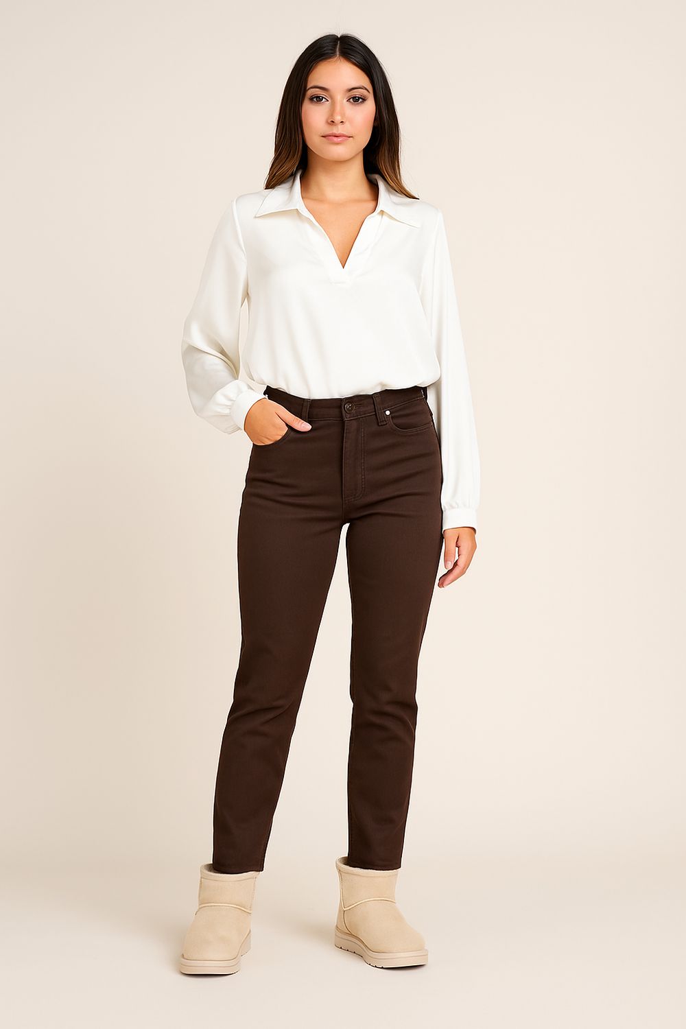 Beige cozy instapboots met warme voering – Comfort &amp; stijl | Infinity Me