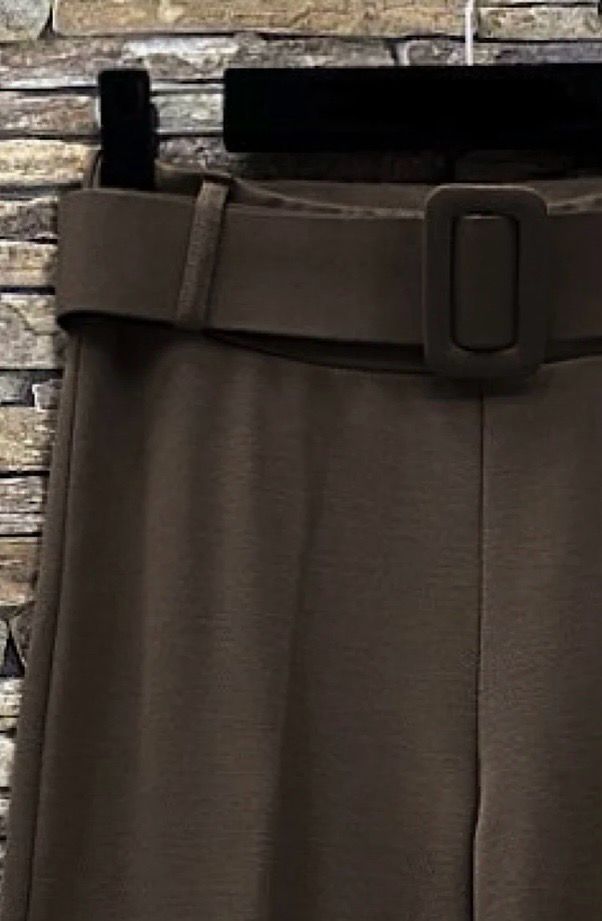 Stretchstof Milano fabric wijde broek, palazzo in Milano Chic Automnale met handgemaakte riem.