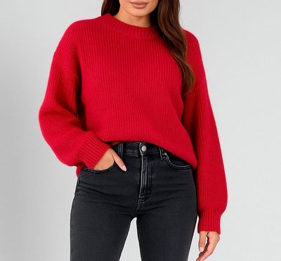 Comfy Sweater - Gebreide Trui - Wollen Trui - Rode Trui - Knitted sweater - trui voor vrouwen - Trui die niet prikt - Comfy Trui
