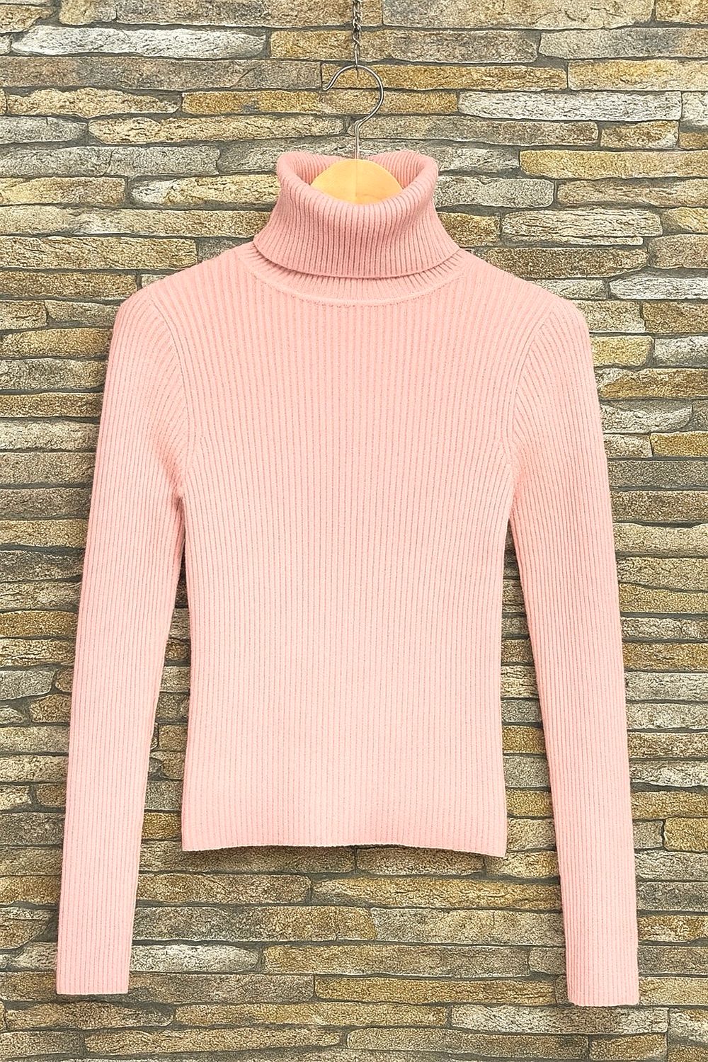 detail zachte knit coltrui in Roze