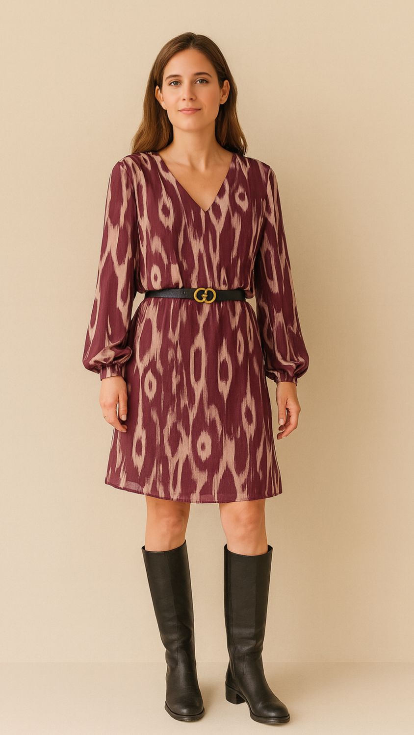 Plissé jurk met V-hals in verschillende kleuren en print – Elegante mini jurk