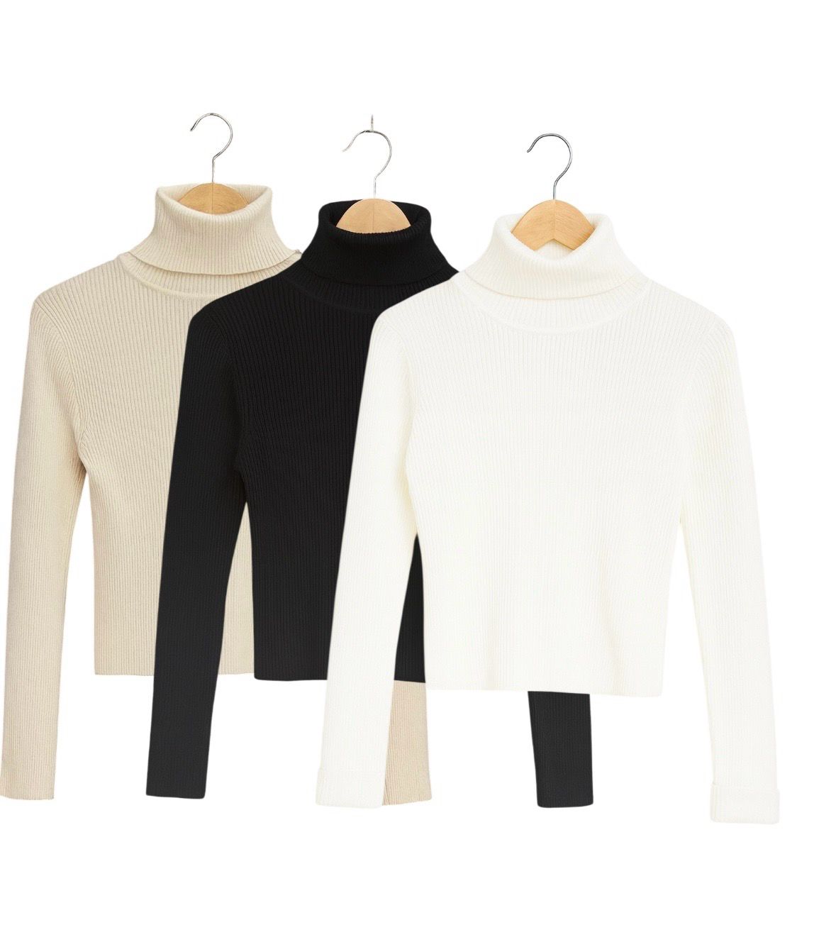 dames coltruien – Zwart, Wit &amp; Ivory – Zachte rib knit – Warme winter basics – Comfort &amp; stijl