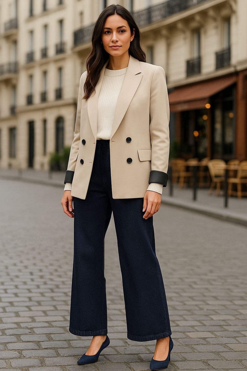 Blazer Jas Met Knoopsluiting en Binnenvoering Voor Dames