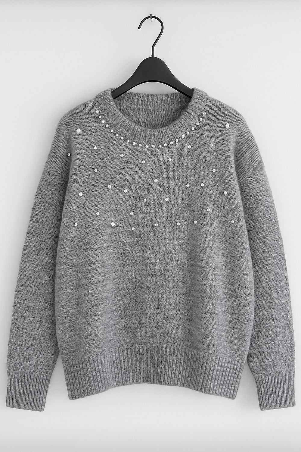 Round Neck Sparkle Knit Sweater Met Rhinestones– Bordeaux , Beige Grijs Zwart | Infinity Me Boutique