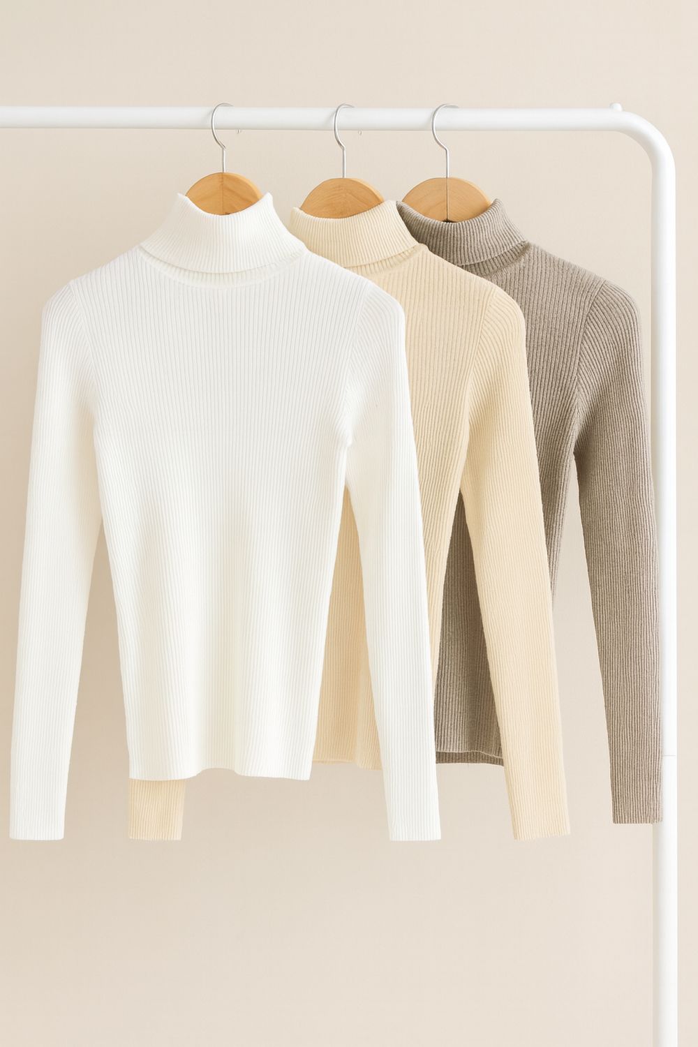 Coltrui Beige - Coltrui Gebroken Wit- Coltrui Taupe Turtle Neck Sweater - Trui met col - coltrui dames