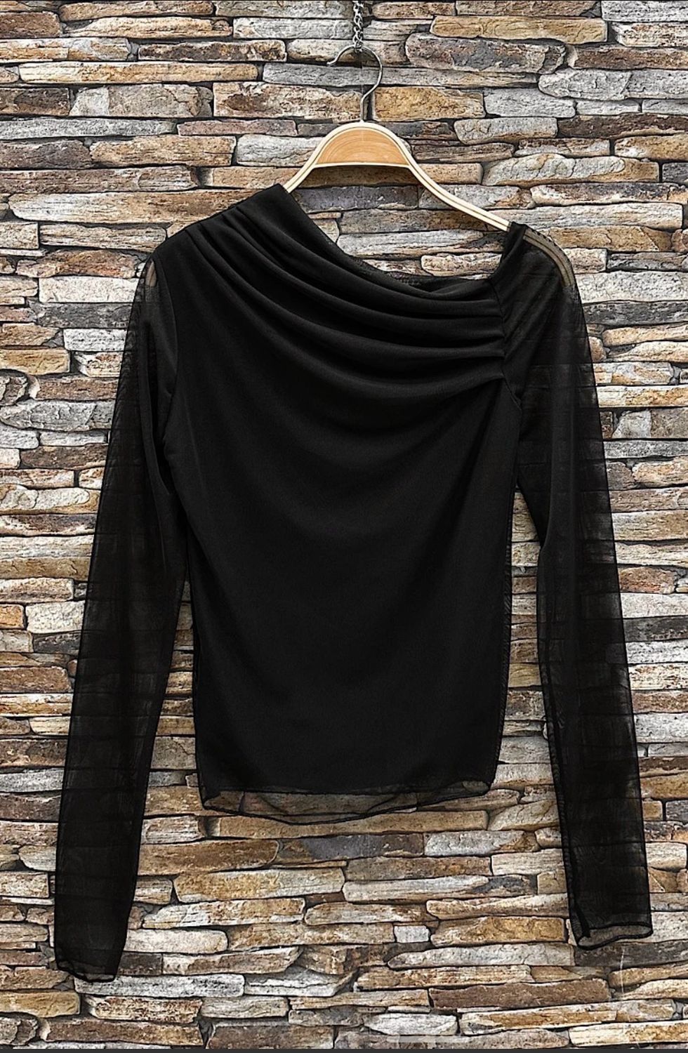 Off-Shoulder Mesh Drape Blouse – Elegante One-Shoulder Top | Infinity Me Boutique