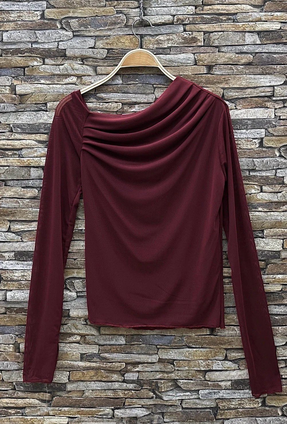 Off-Shoulder Mesh Drape Blouse – Elegante One-Shoulder Top | Infinity Me Boutique