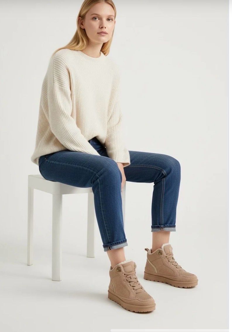 Suede Sneakers- Cozy Fur High Sneaker-Boot – Camel Beige | Infinity Me Winter Essentials