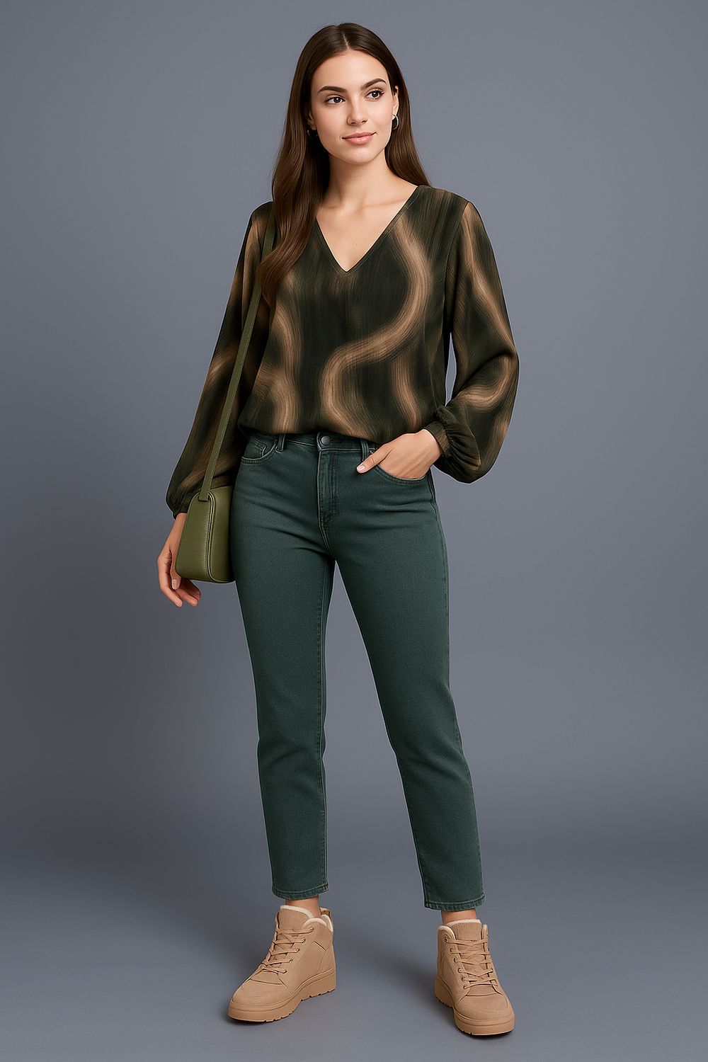  V-hals blouse met print – Made in Italy | Infinity Me