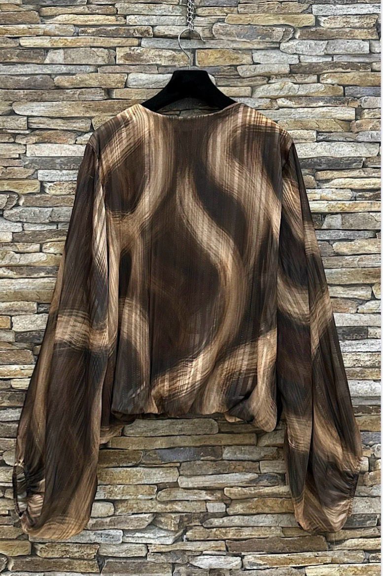  V-hals blouse met print – Made in Italy | Infinity Me