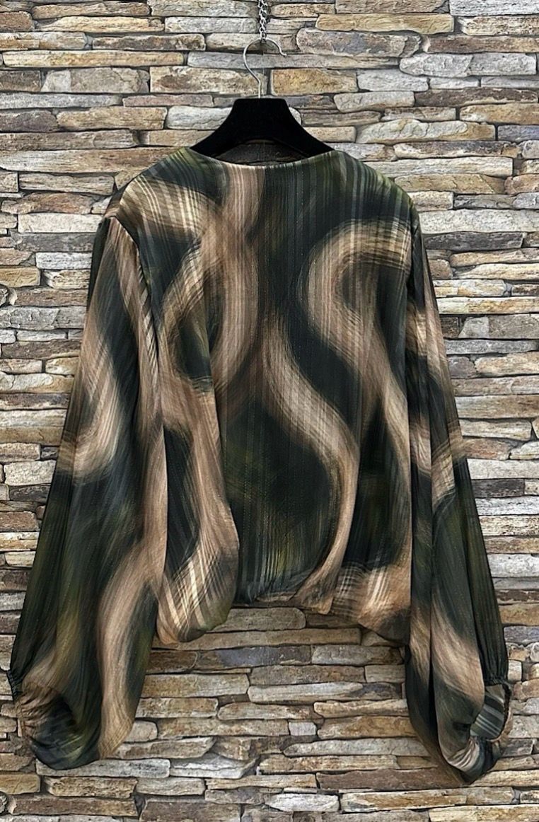  V-hals blouse met print – Made in Italy | Infinity Me