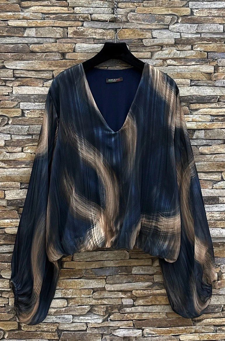  V-hals blouse met print – Made in Italy | Infinity Me