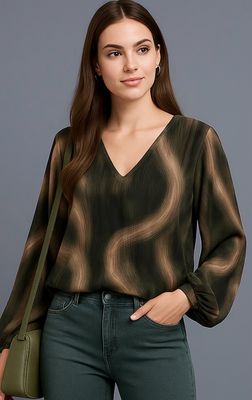  V-hals blouse met print – Made in Italy | Infinity Me