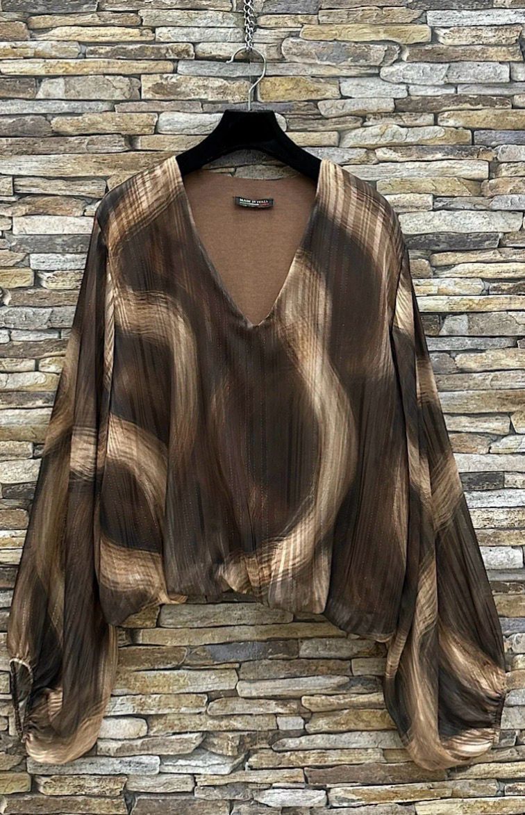  V-hals blouse met print – Made in Italy | Infinity Me