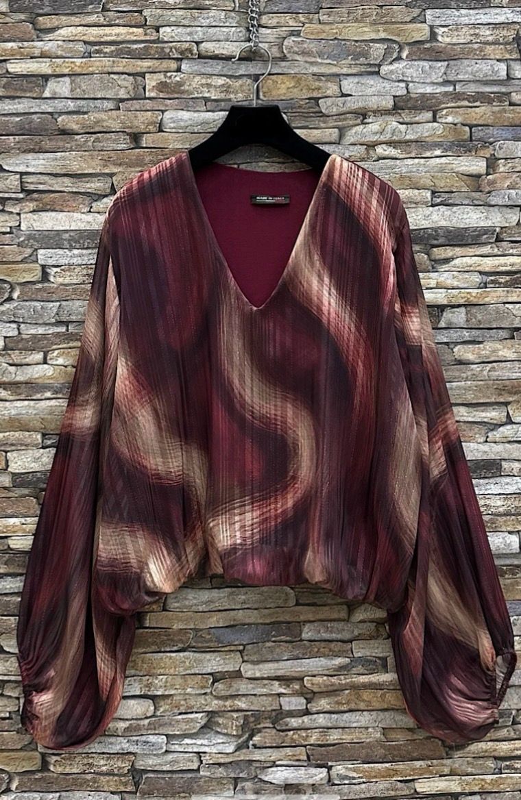  V-hals blouse met print – Made in Italy | Infinity Me