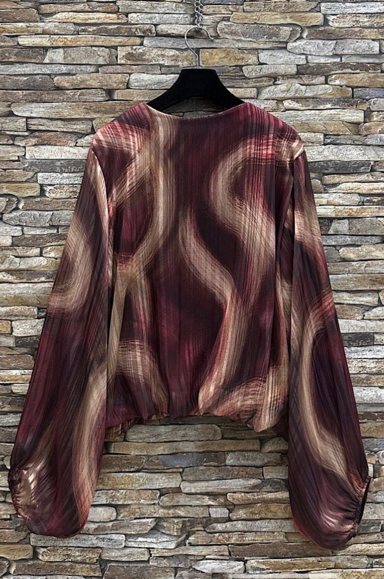  V-hals blouse met print – Made in Italy | Infinity Me