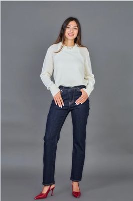 Dark Denim Jeans Recht Model Voor Dames- Straight Fit Jeans Dark Denim Jeans Recht Model Voor Dames- Straight Fit Jeans