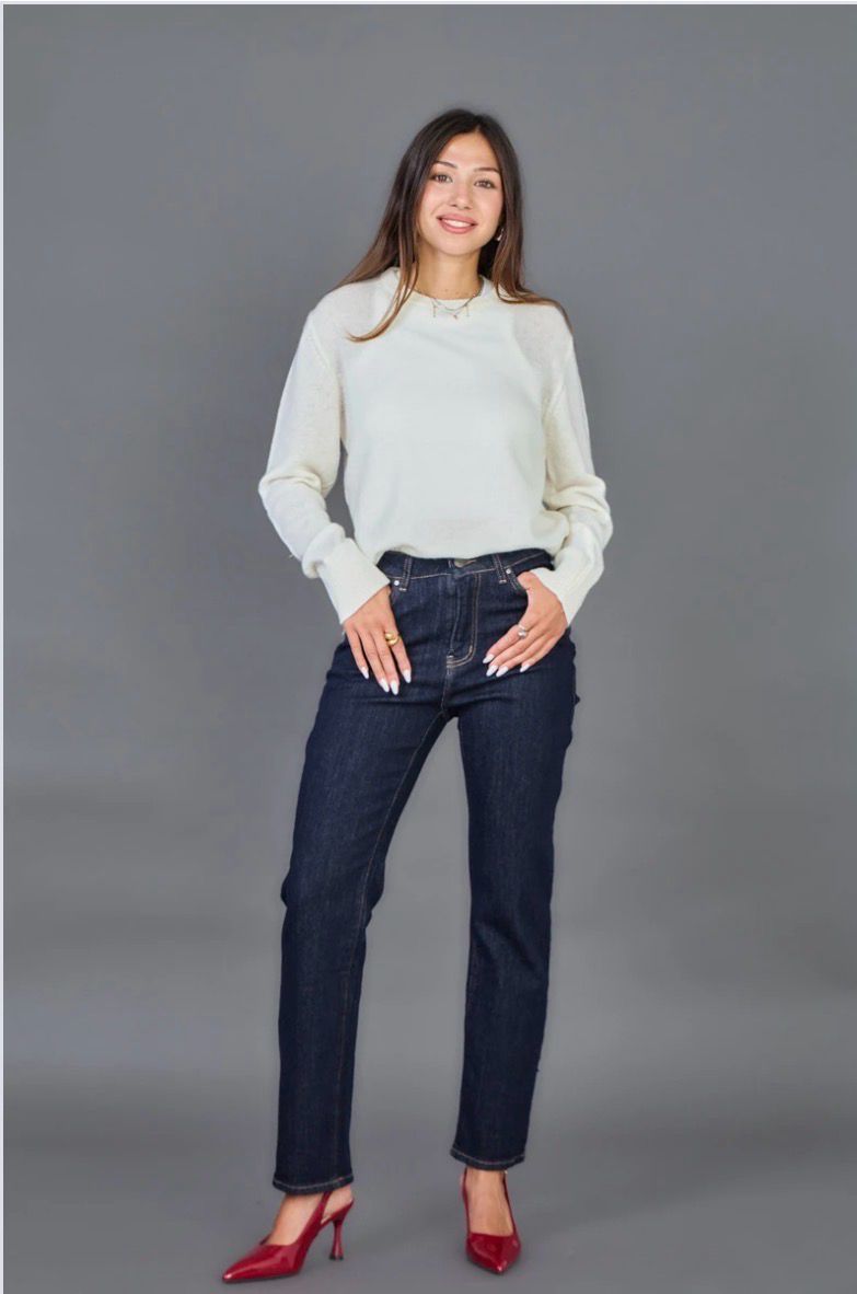 Dark Denim Jeans Recht Model Voor Dames- Straight Fit Jeans