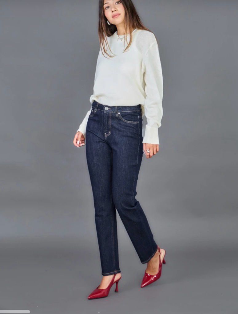 Dark Denim Jeans Recht Model Voor Dames- Straight Fit Jeans