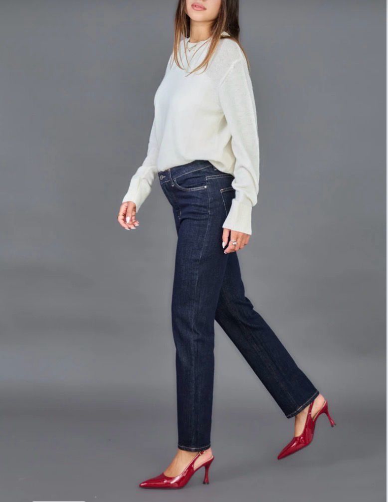 Dark Denim Jeans Recht Model Voor Dames- Straight Fit Jeans