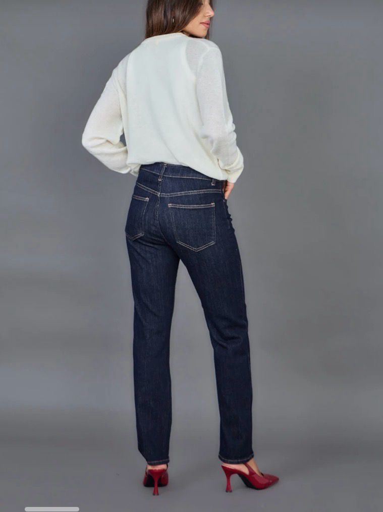 Dark Denim Jeans Recht Model Voor Dames- Straight Fit Jeans