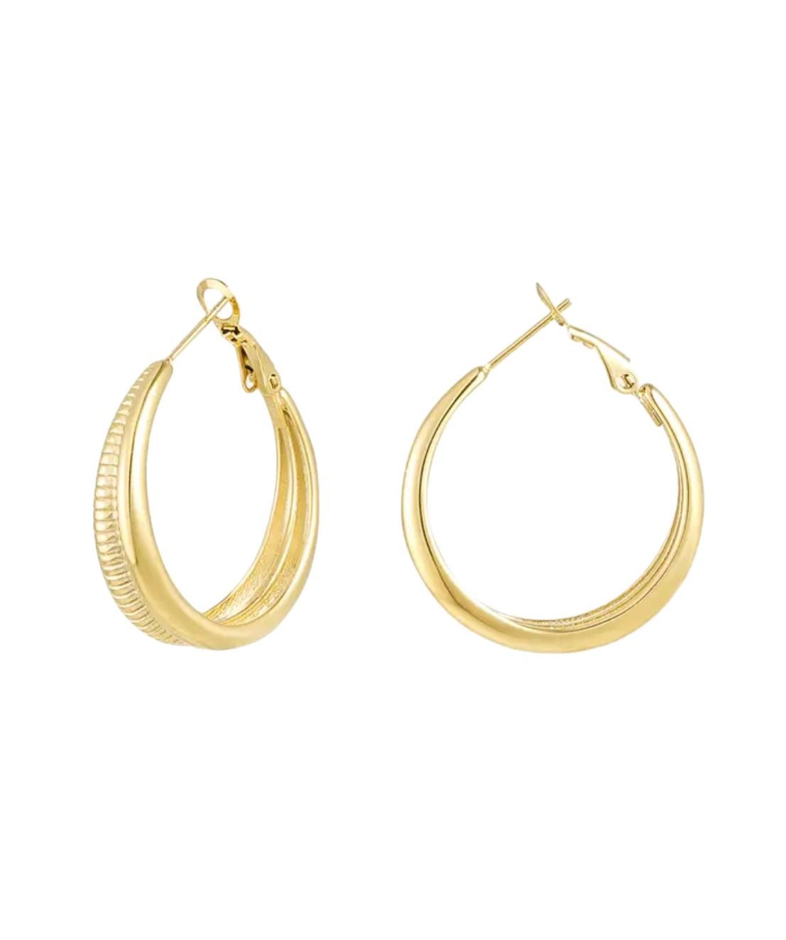 Hoops Met Print Hoops - Ring Oorbellen met print - Stainless steel Oorbellen - goud of zilver Kleurig