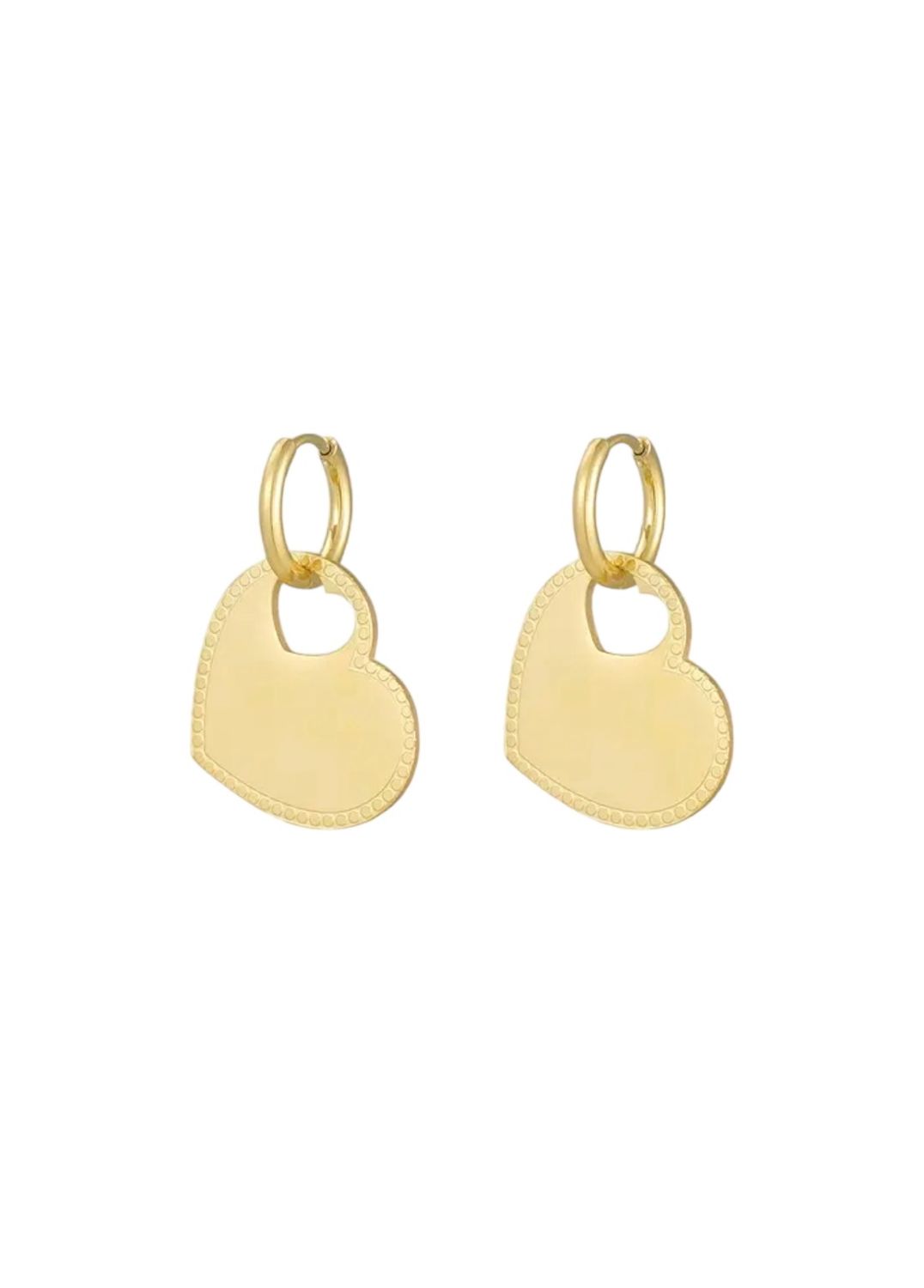 Oorbellen met hart Bedel - 2 kleuren, goud of zilver - Stainless steel oorbellen