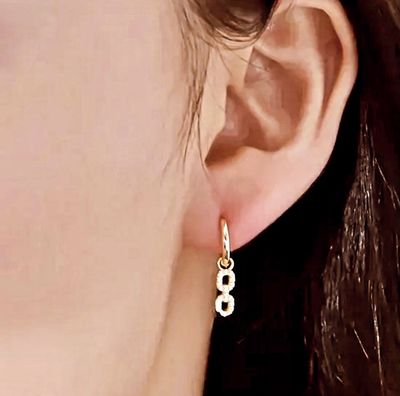 Oorbellen Steentjes Hanger - Sterling silver Drop Oorbellen met steentjes Witgoud kleurig