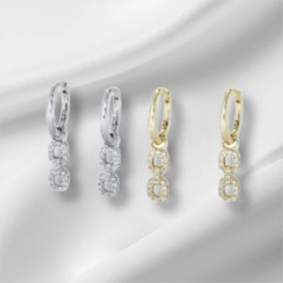 Oorbellen Steentjes Hanger - Sterling silver Drop Oorbellen met steentjes Witgoud kleurig Oorbellen Steentjes Hanger - Sterling silver Drop Oorbellen met steentjes Witgoud kleurig