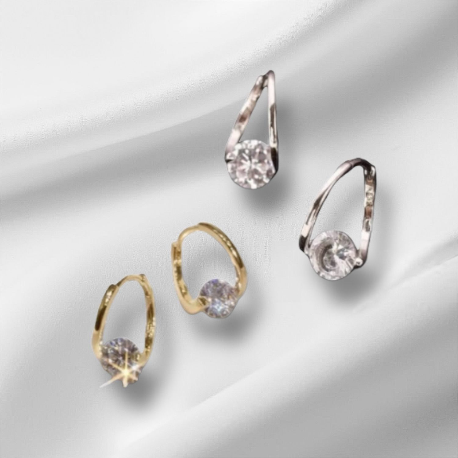 Ring Oorbellen Met Zircon - Glam Luxe Ring Oorbellen Met Zircon Sterling Zilver