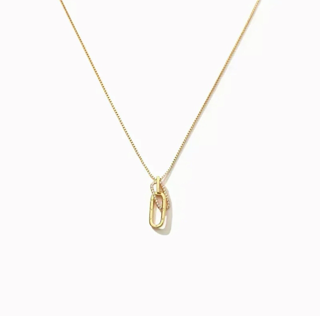Ketting Met Ovale Hanger - Ketting Met Hanger- Ketting met zircon - Sterling Zilver - Platina Goud