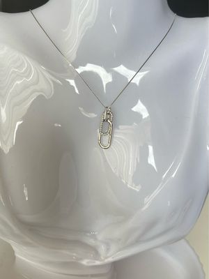 Ketting Met Ovale Hanger - Ketting Met Hanger- Ketting met zircon - Sterling Zilver - Platina Goud