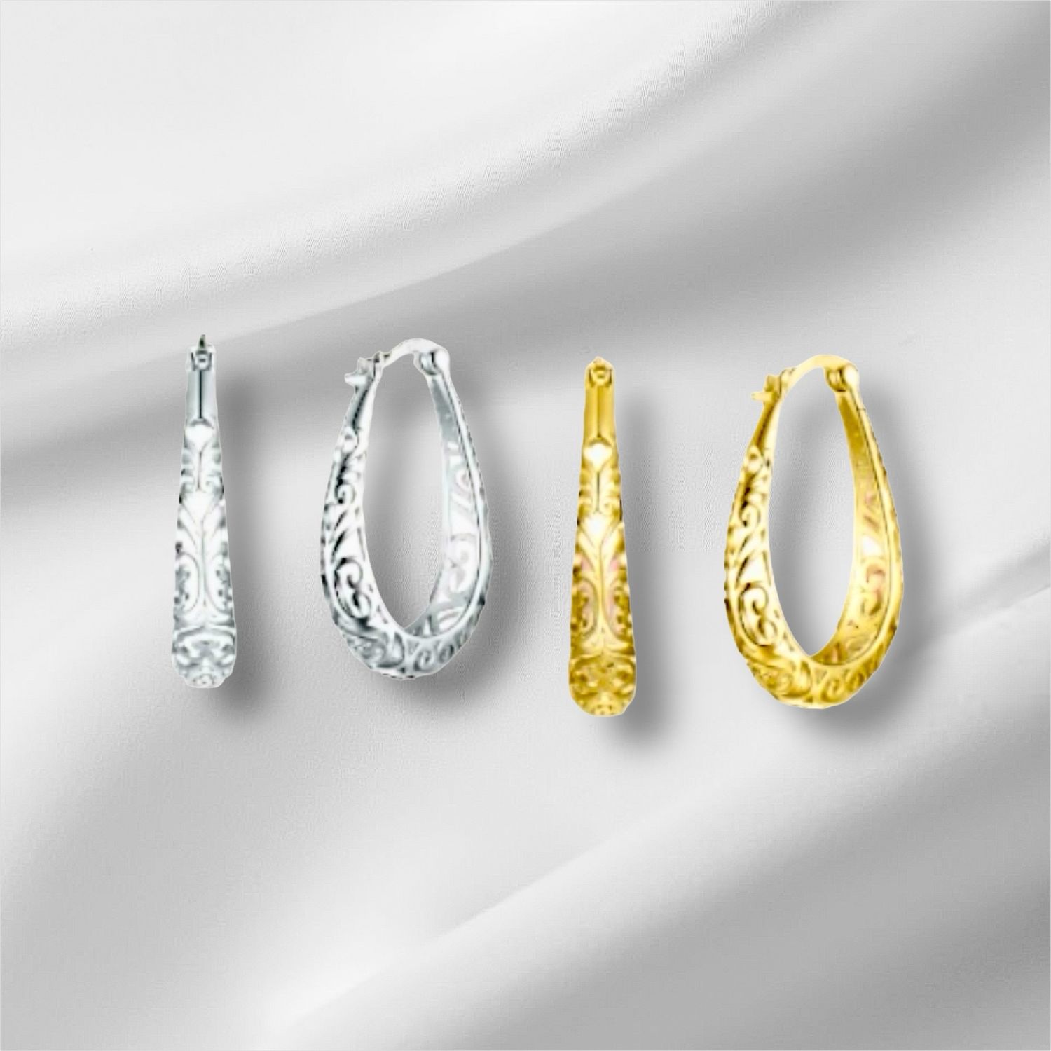 Geometric Hoops Ring Oorbellen - Trendy Geometric Hoops Oorbellen Sterling Zilver Gold Plating