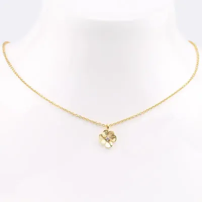 Ketting Met Bloem Hanger - Zilveren Ketting - Platina Goud - Ketting Voor Dames - Ketting Met Hanger
