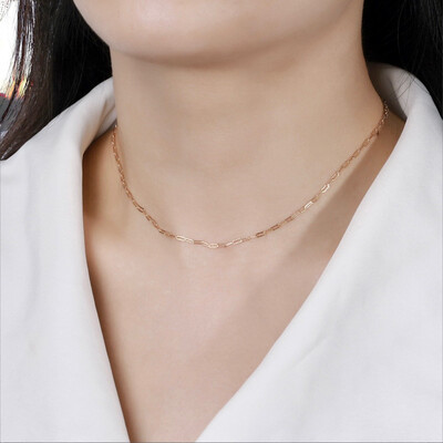Geometric Ketting Met Blauwe Zircon Hanger - Ketting Zonder Hanger - Sterling Silver Plating 14K Gold